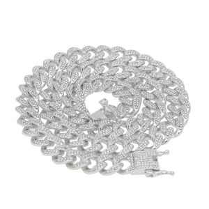 Hip Hop Bling glacé 13mm 16-24 pouces, chaîne à maillons cubains, bijoux en or et argent pour hommes