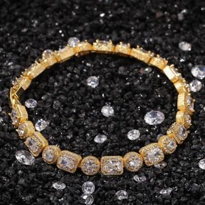 Hip Hop Bling Iced Out Zirconia Armband Mannen Vrouwen 1 Rij 8mm Geometrische Vierkante CZ Stone Tennis ketting Armbanden Jewelry3046