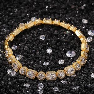 Hip Hop Bling Iced Out Zirconia Armband Mannen Vrouwen 1 Rij 8mm Geometrische Vierkante CZ Stone Tennis ketting Armbanden Jewelry345N