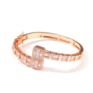 Cuff glacé Hommes Plaqué or Plated T Square Zircon Cristal Miami Bangle de mode Personnalité Cuban Hip Hop Bling Bijouter