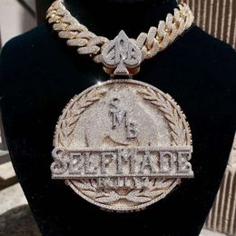 Collar de joyería ostentosa de Hip Hop, Plata de Ley 925, chapado en oro rosa, letra de nombre personalizada, colgante grande de moissanita Vvs helado