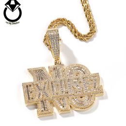 Hip hop bling bijoux oem véritable laiton plaqué lettre charmes alphabet grand pendentif collier de luxe pour hommes en gros