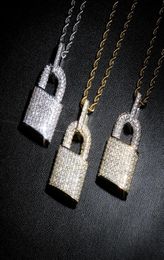 Hip Hop Bling Lock pendentif glacé Bling cubique Zircon collier pour hommes bijoux charme CX2007217764788