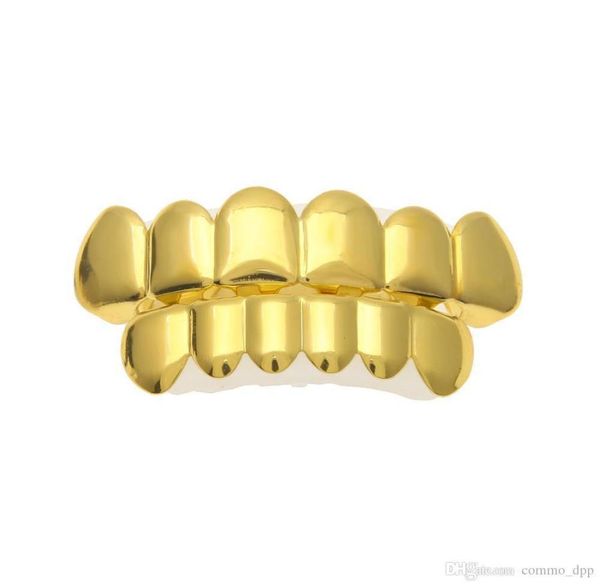 Hip Hop Body Jewelry 6 dientes Grillz Gold Filled Top Bottom Teeth Fang Grillz Set para mujeres Hombres S Fiesta de Navidad de Halloween Vampi6441159
