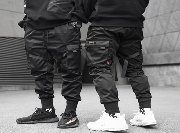 Hip Hop Boy Multipocket Elastic Wair Design Harem Pant Men Streetwear Punk Casual Colters Jogger Male Dancing Black Pantal