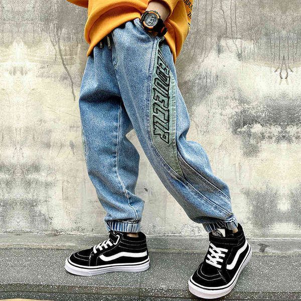 Hip Hop Boys Jeans Side patchwork Denim Harem Pantalones Cowboy Niño niños Pantalones Niños Otoño New Casual Jeans Ropa para niños G1220