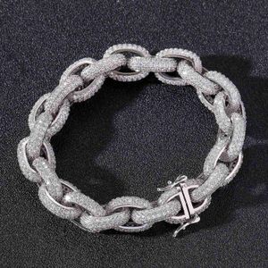 Bracelet hip hop bracelet o-chaîne S925 13 mm micro incrusté de la chaîne transversale zircon personnalité des hommes bijoux dominateurs