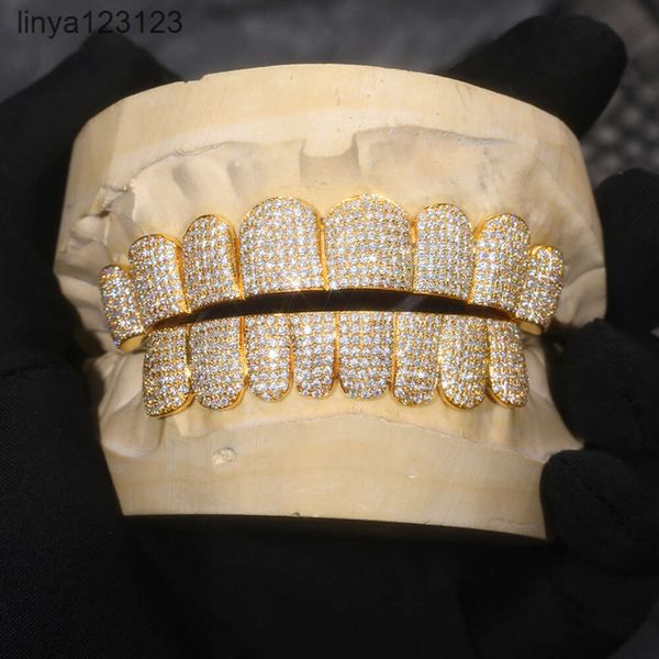 Braces hip hop, VV personnalisés Moisanite Diamond Dental Grills Bijoux hip-hop masculin 14K Gold Sier Iced Out Grillz