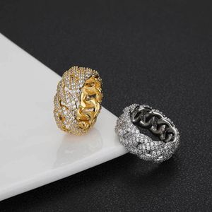 Bubble Hip Hop Ring Cubaine 10 mm 18k REAL BIENDES D'OR GOD COOL MEN CADEAU