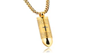 Bullets Hip Hop Cross Écriture Collier pour hommes 316L Le collier de pendentif en acier inoxydable peut être dévissé4163549