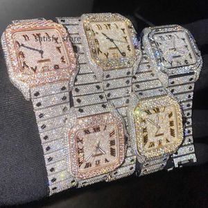 Hip Hop Bussdown 41mm Mens Iced Out Out Branded Watch Honeycomb Setting VVS Moissanite Watch