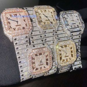 Hiphop Bussdown 41MM Heren Iced Out-merk Honingraatinstelling Vvs Moissanite-horloge