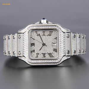 Hip Hop buste vers le bas 41MM hommes glacé marque montre nid d'abeille réglage vvs Moissanite montre hip hop glace sur montre de luxe