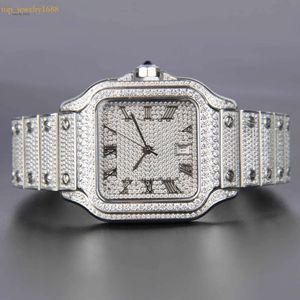 Hip Hop Bust Down 41mm Mens Iced Out Out Branded Honeycomb Setting VVS Moissanite Watch Hip Hop Ice Out WorkVVS
