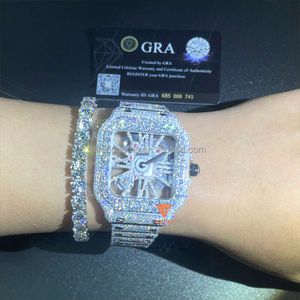 Hip Hop Bust Down 41mm Mens Mechanische horloges Honeycomb Set VVS Moissanite Watch Hip Hop Iced Luxury Watch
