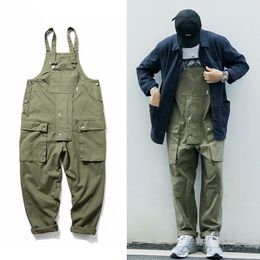 Hip Hop Cargo salopette pantalon hommes travail Joggers mâle multi-poches combinaisons décontracté surdimensionné BibTrousers261J