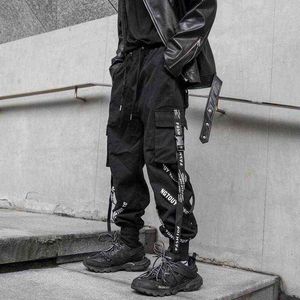 Hip Hop Cargo Pants Hommes Printemps et Automne Ruban Joggers Streetwear Pantalon De Jogging Harajuku Noir Casual Homme Cheville Longueur Pantalon G220507