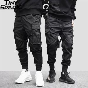 Hip Hop Cargo pantalon poches hommes Streetwear Harajuku Joggers HipHop Swag Ribbion Harem mode pantalon décontracté 220118