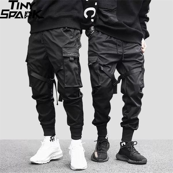 Hip Hop Cargo Pants Poches Hommes Streetwear Harajuku Joggers HipHop Swag Ribbion Harem Mode Pantalon Décontracté 220330