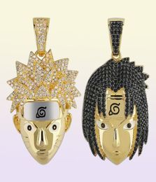 Hip Hop Cartoon Diamonds Pendants Colliers For Men Luxury Uzumaki Uchiha Sasuke Pendants Copper Zircons Collier Anime 3904935