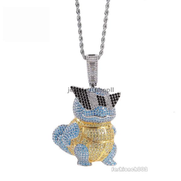 Câtonnet hip hop jeannie tortue diamant pendentif chaîne cubaine personnalité diamant collier de diamant en diamant en diamant sterling sier cubain liaison chaîne