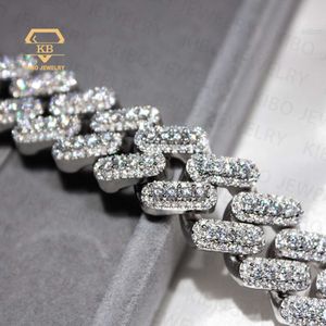 Hip Hop Chains sieraden voor mannen 15 mm Geclusterd Echte Moissanite Big Diamonds Cuban Link Chain 925 Zilveren ketting Iced Out