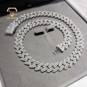 Chaînes hip hop bijoux pour hommes 15 mm en cluster réel réalité réalité des big diamants chaîne de liaison cubaine 925 Collier en argent chaîne iced out