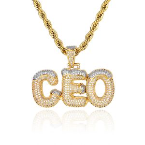 Topbling hiphop charme aangepaste letters naam hanger ketting 18k echte gouden vergulde sieraden