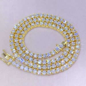 Hip Hop Kleur Wit Vvs 925 Sterling Zilver 2mm 3mm 4mm 5mm 6.5mm Moissanite Diamond Tennis Collier