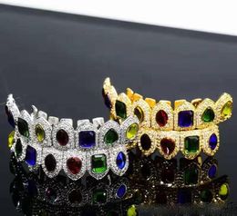 Hip hop colorido pedra preciosa dentes grillz homens mulheres designer de luxo gem bling diamante dental grills 18k banhado a ouro cobre ouro silve9887515