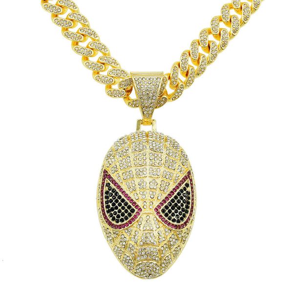 Hip Hop Cool 3D coloré diamant masque pendentif collier cubain hommes dominateur rue danse saut Di portant une chaîne de cou