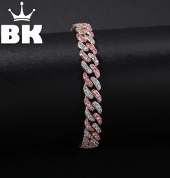 Hip Hop Copper 9 mm Micro Pave Cz Pulsera de enlace cubano Cubic Cubic Zircon Mens Punk 7 Inch8 pulgadas Miami Pulsera Aceptar color personalizado38855555