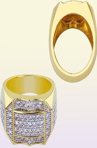 Hip Hop Copper Gold Colded plaqué micro pavé Full Zircon Charcon Finger Gold Bing Bling Bilk pour menwomen87113726099079