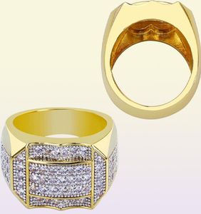 Hip Hop Copper Gold Colonde plaqué micro pavé Full Zircon Charcon Finger Gold Blling Bling Jewelry for Menwomen87113726609744