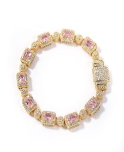 Hip Hop koper ingelegde roze zirkon tennis armband Men vrouwen diamant gemengd 7inch 8inch kristallen armbanden sieraden accessoires2907594