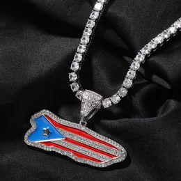 Hip Hop – pendentif drapeau en cuivre, classique de rue, diamant dégoulinant d'huile, collier tendance pour hommes