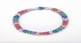 HIP Hop cuivre multicolore glacé strass flèche lien chaîne Bracelets avec chaîne d'extension pour hommes femmes bijoux 2972216