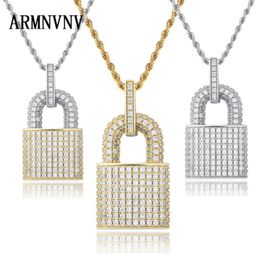 Hip Hop Copper Zircon Pendant Colliers Link Chain Lock Colliers Colliers Ras du Cou Collier Femme pour femmes Men4355907