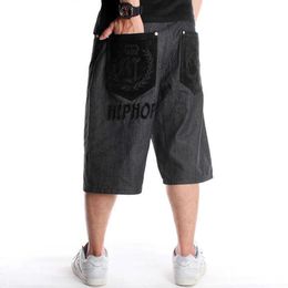 Hip Hop Cowboy Shorts pour hommes Fashion Flocking broderie lâche 7 pouces plus taille de skateboard pantalon hiphop