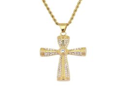 Hip Hop Cross Diamonds Pendants Colliers pour hommes Femmes Western Luxury Collier en acier inoxydable Chaînes RELIGION BIJOURS1803219507591