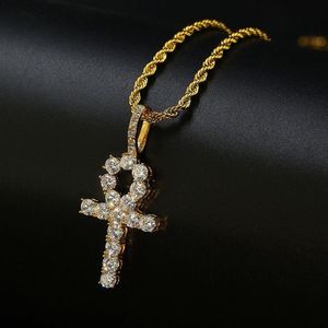 Hip Hop Cross Diamanten Hanger Kettingen Voor Mannen Vrouwen Religie Christendom Luxe Ketting Sieraden Vergulde Koperen Zirkonia Cu272E