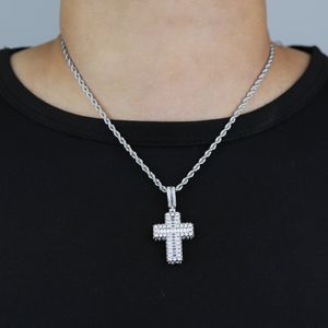 Hip Hop Cross hanger ketting met grote zirkonen ketting 18k echte goud vergulde religie sieraden