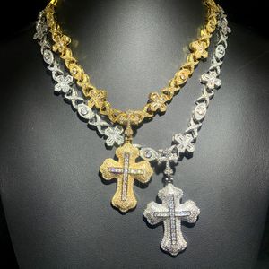 Pendentif en croix hip hop avec collier de chaîne cubaine croix 5a bijoux pour hommes zircon