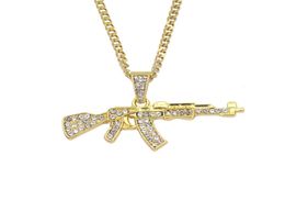 Hip Hop Crystal AK47 Collier de pendentif arme à pistolet 24inch chaîne cubaine N6867718190