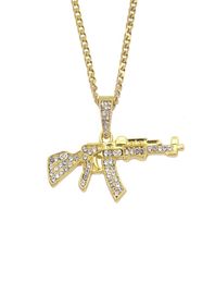Hip Hop Crystal AK47 Collier de pendentif de pistolet Bijoux 24inch Chaîne cubaine N6861624157