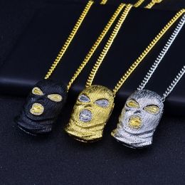 Hip Hop CSGO Collar colgante para hombre Estilo punk Aleación de oro de 18 quilates Chapado en plata Máscara Cabeza Colgante Colgante Cadena cubana de alta calidad 275 g