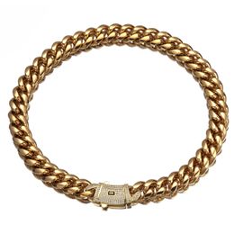 Bracelet cubain Hip Hop en acier inoxydable, chaîne cubaine cryptée au sol, chaîne en diamant, en acier titane, pour hommes, 6-12 mm, bracelet cubain