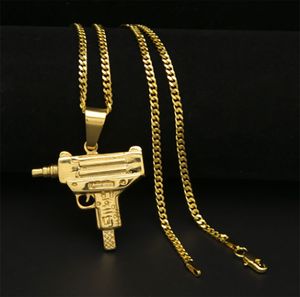 Hip Hop Cubaanse ketting 14K vergulde CZ Volledig Iced-Out machinepistool roestvrijstalen ketting met 3 mm 24 inch Cuba Link Chain Vermeil hip ho