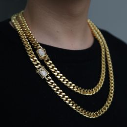 Hip hop chaîne cubaine collier 5A cz pavé fermoir pour hommes bijoux avec de longues chaînes remplies d'or Miami colliers bijoux pour hommes