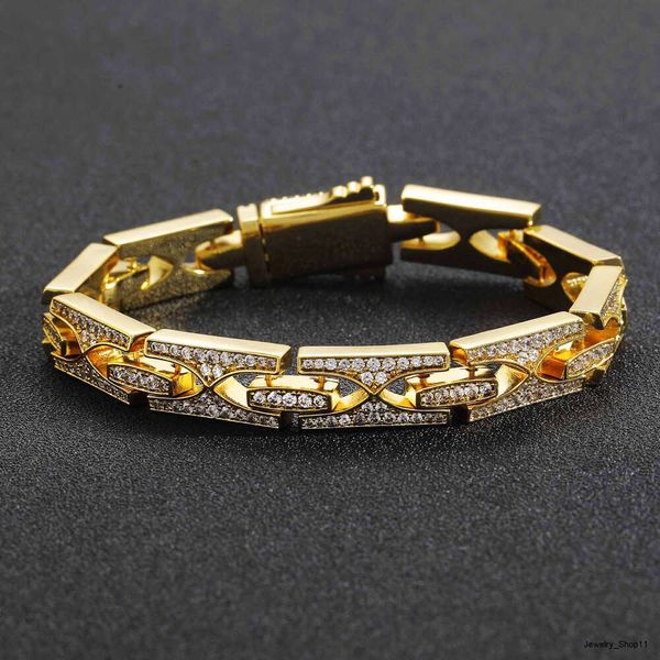 Hip Hop lien cubain Brass10Mm18K Bracelet plaqué or personnalisé bijoux fins Bracelet hommes bijoux de mode Bracelets Bracelets